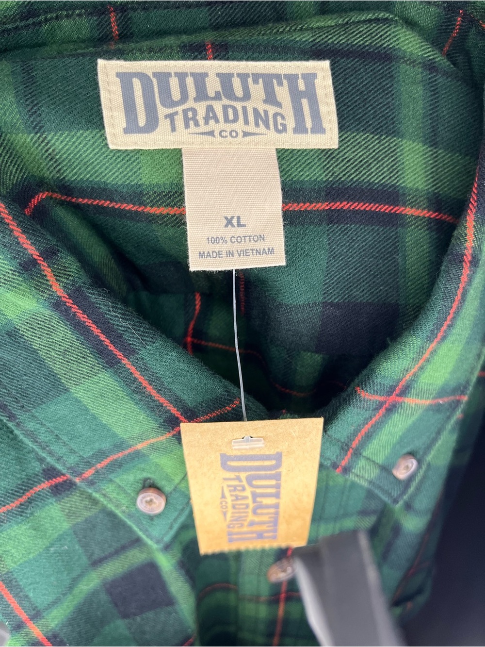 Duluth Trading Co Green Red Plaid Button-Up Shirt - Picture 2 of 3